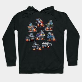 Car Madness! Muscle Cars and Hot Rods Cartoon Hoodie